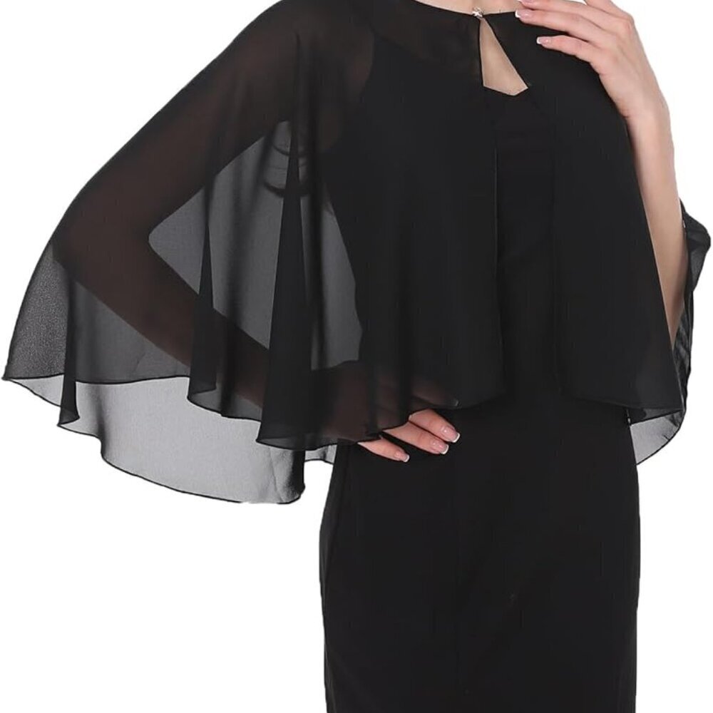 Chiffon Bridal Capelet for Women Soft Lightweight Cover Up for Dress